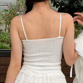 Basic Crop Lace Knit Plain Sleeveless