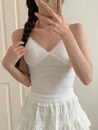 Basic Crop Lace Knit Plain Sleeveless