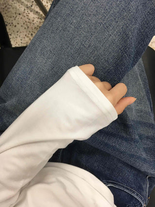 Double Layer Side Shirred Long Sleeve T-shirt