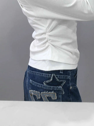 Double Layer Side Shirred Long Sleeve T-shirt
