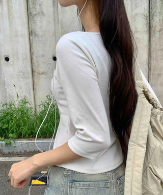 Plain Boat Neck Short Sleeve T-shirt