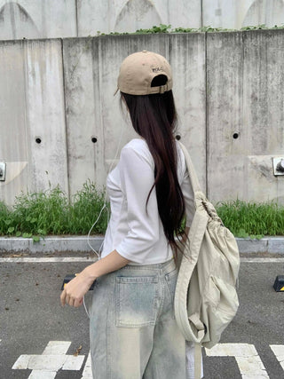 Plain Boat Neck Short Sleeve T-shirt