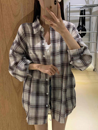 Solid Loose Fit Check Shirt