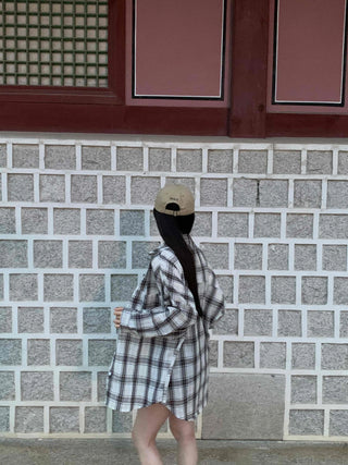 Solid Loose Fit Check Shirt