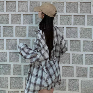 Solid Loose Fit Check Shirt