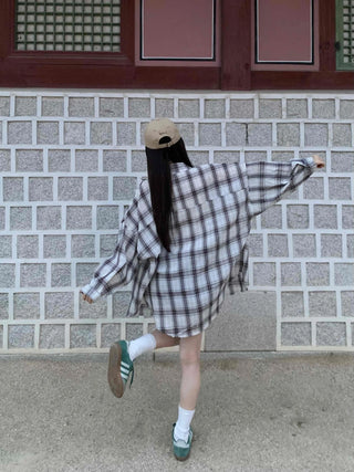 Solid Loose Fit Check Shirt