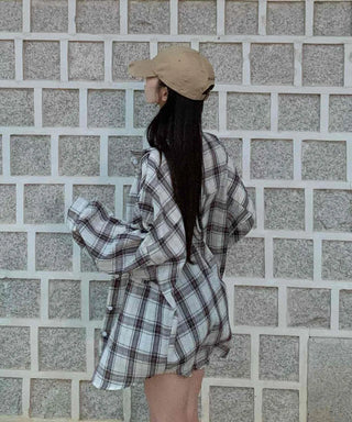 Solid Loose Fit Check Shirt