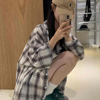 Solid Loose Fit Check Shirt