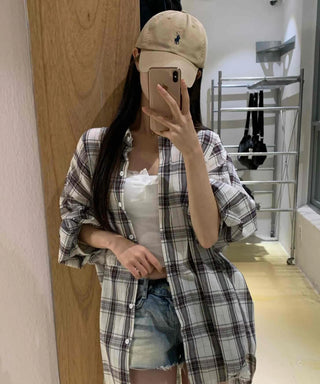 Solid Loose Fit Check Shirt