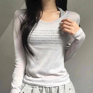 Breeze See-through Lettering Long Sleeve T-shirt