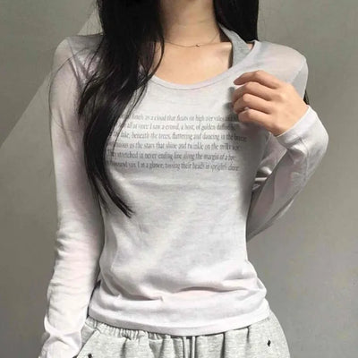 Breeze See-through Lettering Long Sleeve T-shirt