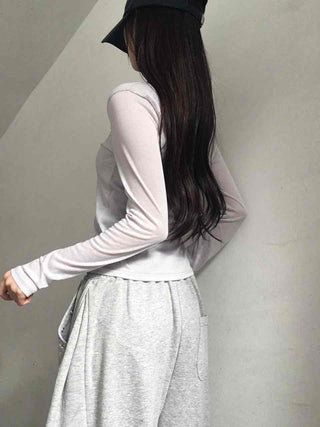 Breeze See-through Lettering Long Sleeve T-shirt
