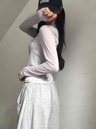 Breeze See-through Lettering Long Sleeve T-shirt