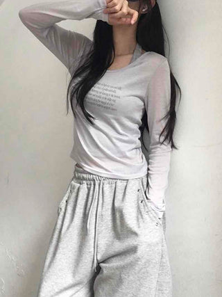 Breeze See-through Lettering Long Sleeve T-shirt