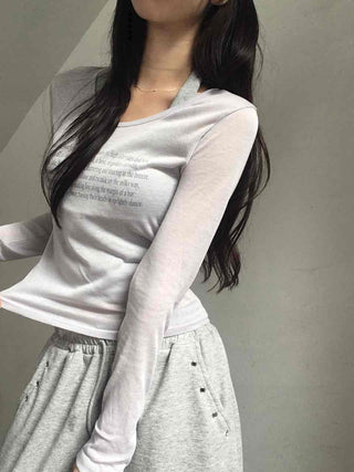 Breeze See-through Lettering Long Sleeve T-shirt
