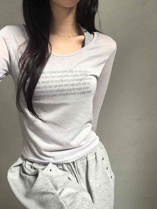 Breeze See-through Lettering Long Sleeve T-shirt