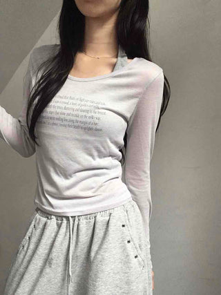 Breeze See-through Lettering Long Sleeve T-shirt