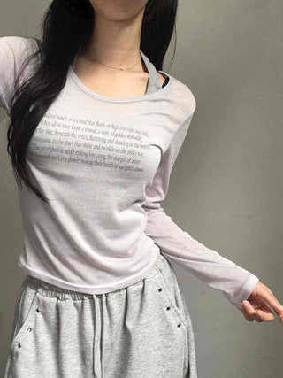 Breeze See-through Lettering Long Sleeve T-shirt