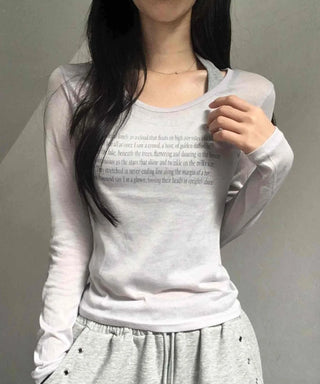 Breeze See-through Lettering Long Sleeve T-shirt