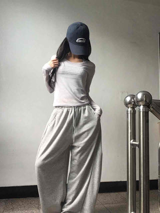Breeze See-through Lettering Long Sleeve T-shirt
