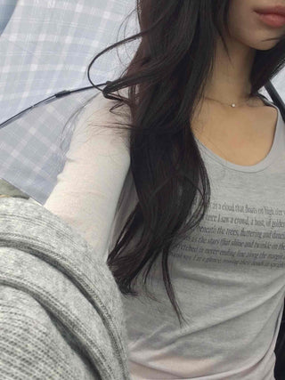 Breeze See-through Lettering Long Sleeve T-shirt