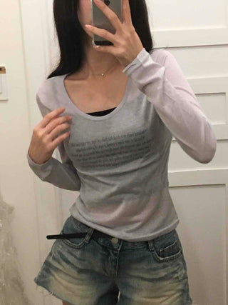 Breeze See-through Lettering Long Sleeve T-shirt