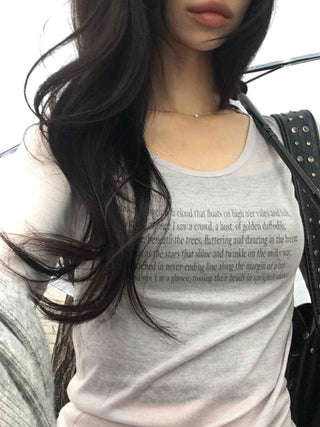 Breeze See-through Lettering Long Sleeve T-shirt