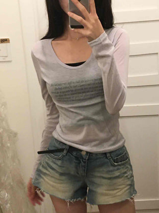 Breeze See-through Lettering Long Sleeve T-shirt
