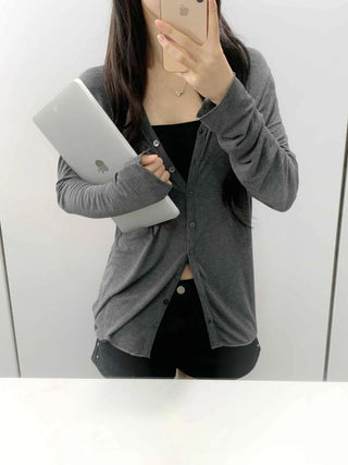 Pure Daily Plain Collarless Cardigan