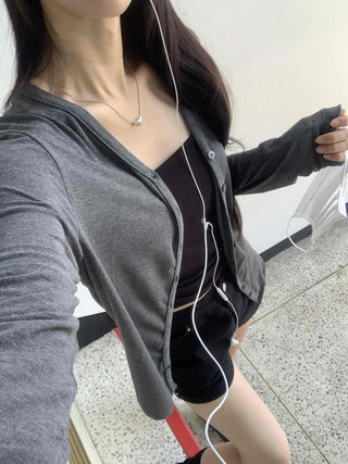 Pure Daily Plain Collarless Cardigan