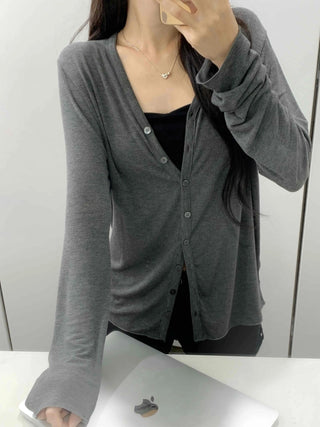 Pure Daily Plain Collarless Cardigan