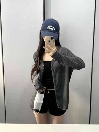Pure Daily Plain Collarless Cardigan