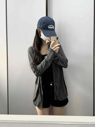 Pure Daily Plain Collarless Cardigan