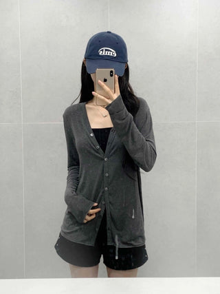 Pure Daily Plain Collarless Cardigan
