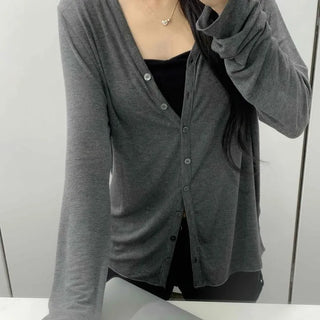 Pure Daily Plain Collarless Cardigan