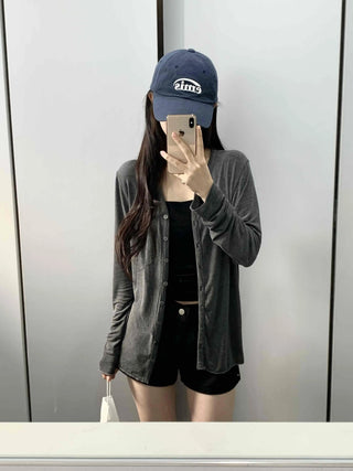 Pure Daily Plain Collarless Cardigan