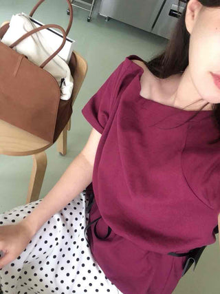 Simple Off-Shoulder Short-Sleeve T-Shirt