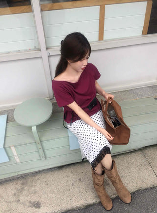 Simple Off-Shoulder Short-Sleeve T-Shirt