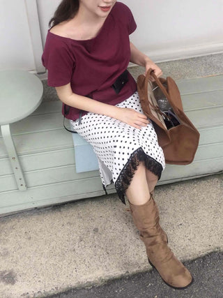 Simple Off-Shoulder Short-Sleeve T-Shirt