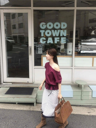 Simple Off-Shoulder Short-Sleeve T-Shirt