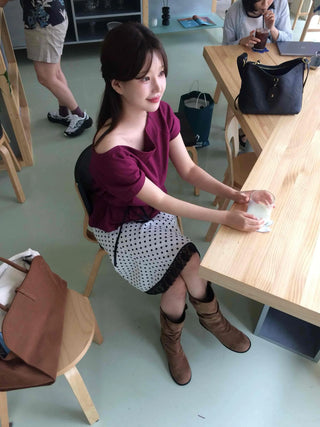 Simple Off-Shoulder Short-Sleeve T-Shirt