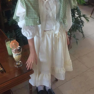 Antique Frill Flare Elastic Skirt