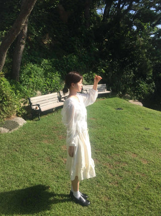 Antique Frill Flare Elastic Skirt