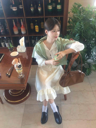 Antique Frill Flare Elastic Skirt