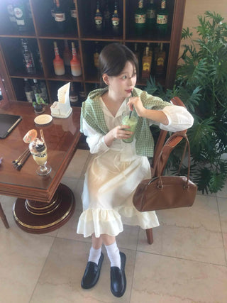 Antique Frill Flare Elastic Skirt