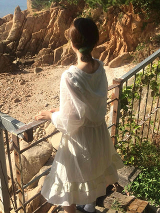 Antique Frill Flare Elastic Skirt