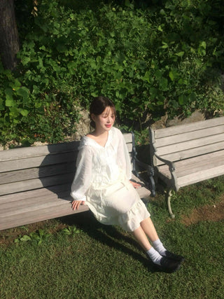 Antique Frill Flare Elastic Skirt