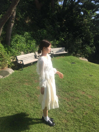 Antique Frill Flare Elastic Skirt