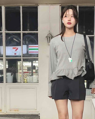 Simple Layered Frill Long Sleeve T-shirt
