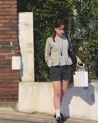 Simple Layered Frill Long Sleeve T-shirt